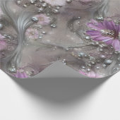Elegante Mauve, Grijs, en Ivoor Bloemen & Beaded Cadeaupapier (Hoek)
