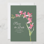 Elegante mauve groene roze orchidee Save the Date Kaart (Voorkant)