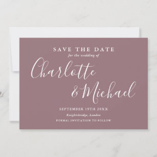 Elegante Mauve Handtekening Script Foto Save The Date