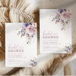 Elegante Mauve & Lavendel Bruiloft Feest Bloemen Kaart