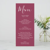 Elegante Mauve Roze en Witte Rozen Wedding Menu (Staand voorkant)