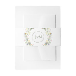 Elegante Meadow Bloem Monogram Trouwbuik Band Uitnodigingen Wikkel