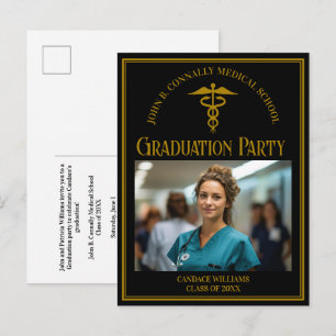 Elegante medische school afstudeerfoto feest uitnodiging briefkaart