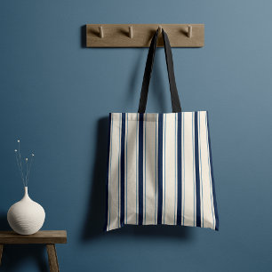 Elegante Mediterraanse Cabana Streep Marineblauw Draagtas