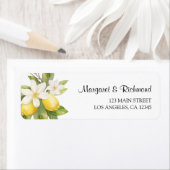Elegante Mediterrane Lemon Wedding Retouradres Etiket (Insitu)