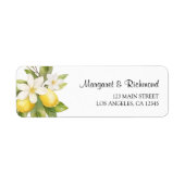 Elegante Mediterrane Lemon Wedding Retouradres Etiket (Voorkant)
