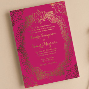 Elegante Mehndi Echte Goud Folie Uitnodiging