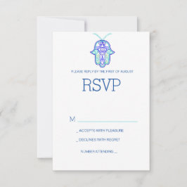 Elegante Mehndi ontwerp trouw-RSVP kaart-navy RSVP Kaartje