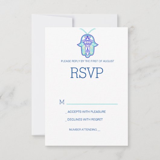 Elegante Mehndi ontwerp trouw-RSVP kaart-navy RSVP Kaartje (Voorkant)