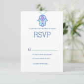 Elegante Mehndi ontwerp trouw-RSVP kaart-navy RSVP Kaartje (Staand voorkant)