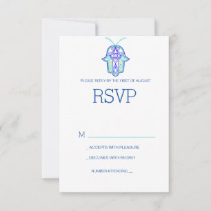 Elegante Mehndi ontwerp trouw-RSVP kaart-navy RSVP Kaartje