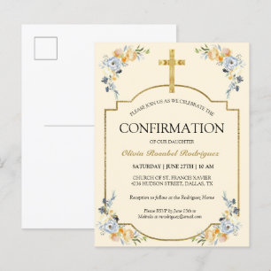 Elegante Meisjes Boter Cream Bloemen Bevestiging Uitnodiging Briefkaart
