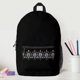 Elegante Meisjes Diamant Glans Zwarte School Bedrukte Rugzak