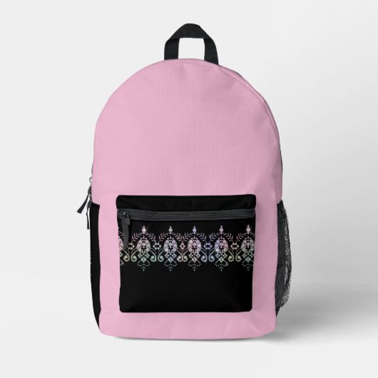 Elegante Meisjes Pink Diamond Sparkle School Bedrukte Rugzak (Voorkant)