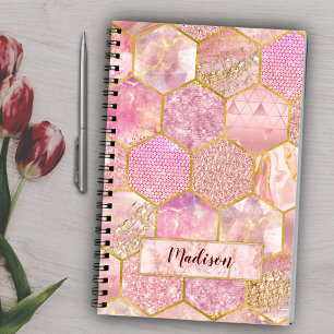 Elegante meisjesachtige faux Glitter roos gouden g Notitieboek