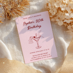 Elegante Meisjesachtige Martini Roze Cocktails 30e Kaart