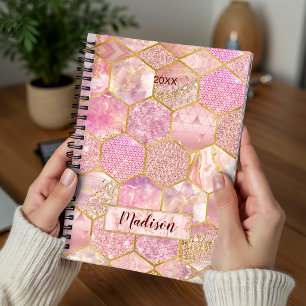 Elegante meisjesachtige nepschittering roze gouden planner
