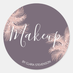 Elegante meisjesachtige roze gouden glinster palm ronde sticker