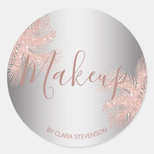 Elegante meisjesachtige roze gouden glitters zilve ronde sticker