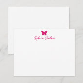 Elegante Meisjesachtige Script Naam Magenta Roze V Notitiekaartje (Voorkant / Achterkant)