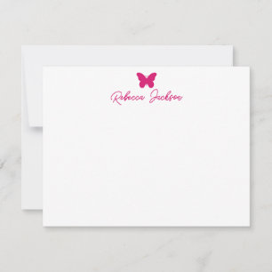 Elegante Meisjesachtige Script Naam Magenta Roze V Notitiekaartje