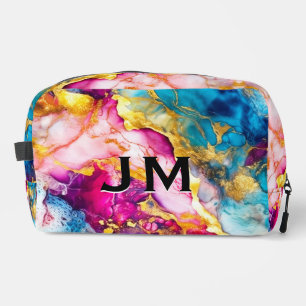 Elegante meisjesroze turquoise marmeren kunst acce toilettasje