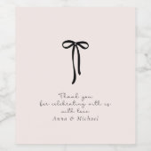 elegante melk roze Dank u Wijn Etiket (Enkel label)