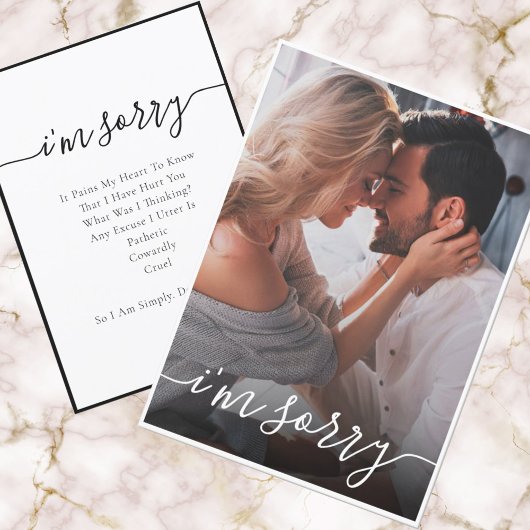 Élégante mémoire photo Je suis désolé carte d'excu
