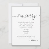 Élégante mémoire photo Je suis désolé carte d'excu (Dos)