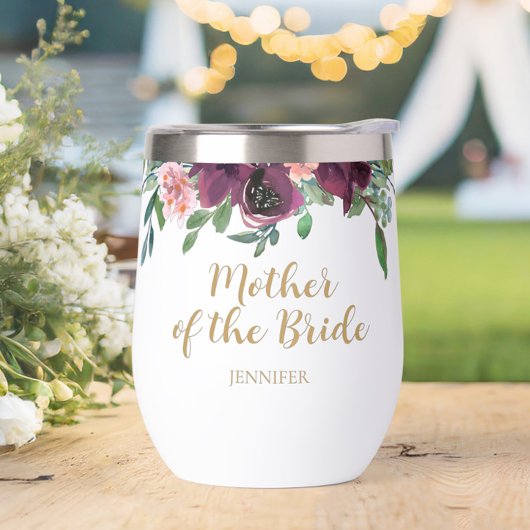 Élégante mère florale de la mariée Vin Tumbler