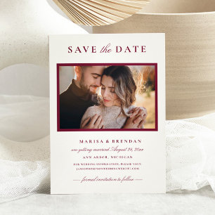 Elegante Merlot Rode Fotolijst Huwelijk Save The Date