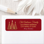 Elegante Merry & Bright Tree Lichten Rood en Goud Etiket (Insitu)