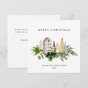 Elegante Merry Christmas Boho Composition Corporat Feestdagenkaart
