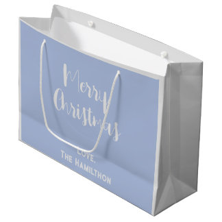 Elegante Merry Christmas Peach & Steel Blue Groot Cadeauzakje