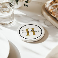 Elegante messing zwarte ronde monogram script