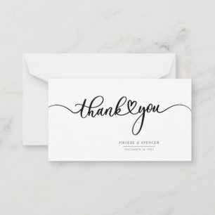 Elegante met de hand beletterde typografie Bedankt Notitiekaartje