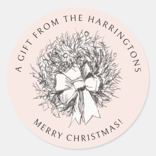 Elegante met de hand getekende krans traditionele ronde sticker