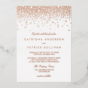 Elegante met folie gestempelde confetti stippen br uitnodiging