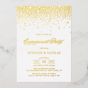 Elegante met folie gestempelde confetti verlovings uitnodiging