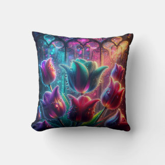 "Elegante met regen doordrenkte tulpen in de ramen Kussen