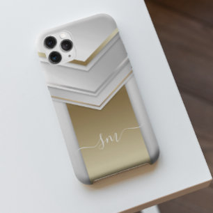 Elegante metal 3D-look kalligrafie goud monogram   iPhone 13 Hoesje