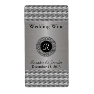 Elegante metalen look bruiloft mini-wijnlabels etiket