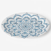 Elegante Metallic Blauwe Mandala Siervoorwerp Papieren Bordje (Gekanteld)