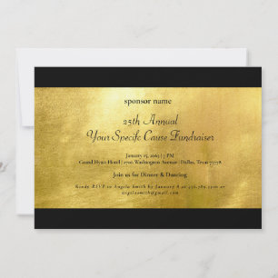 Elegante metallic goud en zwart fundraiser kaart