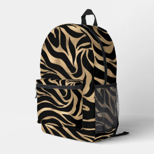 Elegante Metallic Goud Zebra Zwart Dierenprint Bedrukte Rugzak