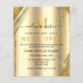 Elegante Metallic Gouden Glitter Schoonheid Flyer (Achterkant)