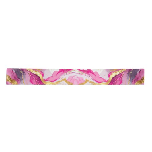 Elegante Metallic Swirls Ribbon Roze, Goud & Wit Lint (Voorkant)