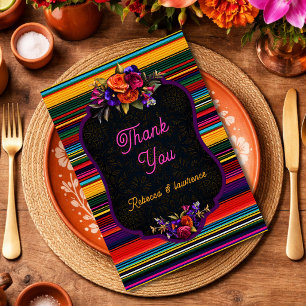 Elegante Mexicaanse bloemen bruiloft Bedankkaart