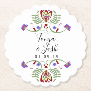 Elegante Mexicaanse Folk Bloemen Bruiloft Mini H Kartonnen Onderzetters