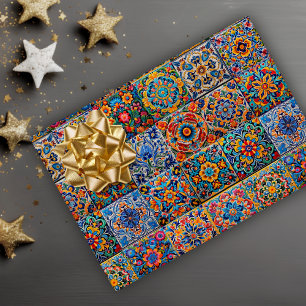 Elegante Mexicaanse talavera rode gele tegels Cadeaupapier
